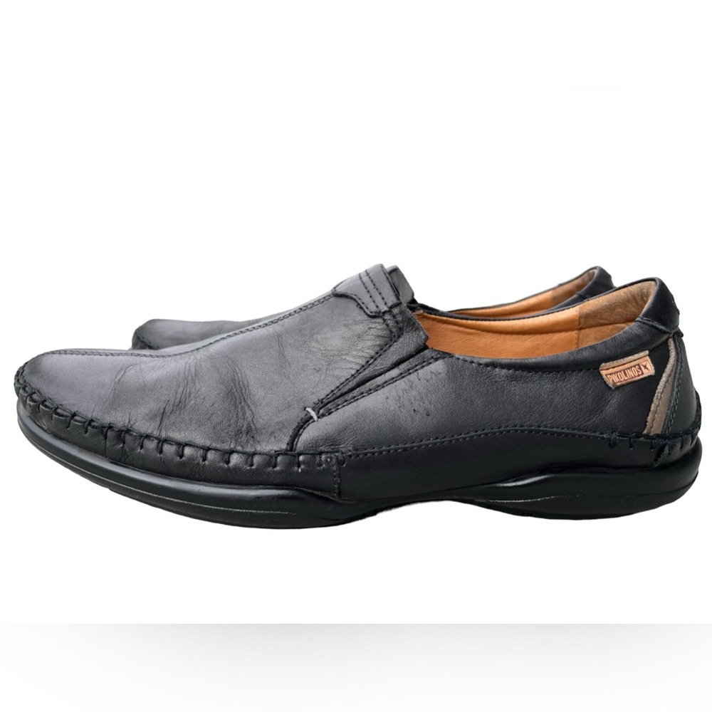 Mens Pikolinos Black Genuine Leather Slip-On Loafers Size 10-10.5